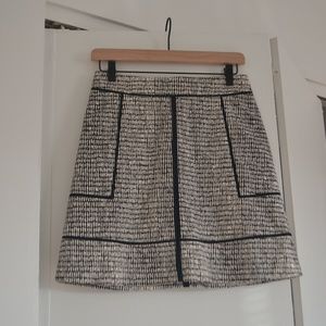 Ann Taylor Black and White Printed A-Line Skirt